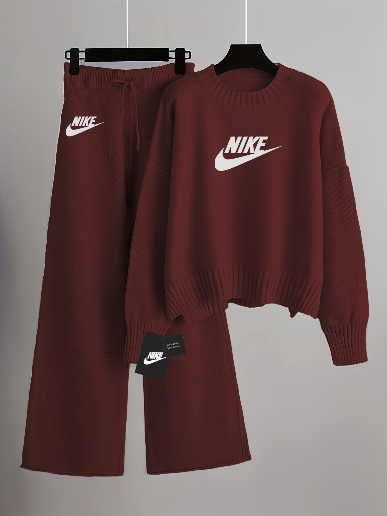 2025 NIKE® Outono e inverno suéter solto, calças largas, terno de duas peças