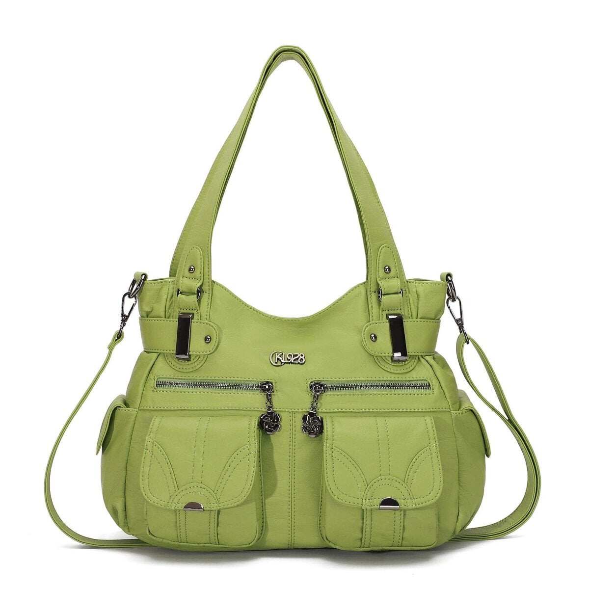 Bolsa de couro premium com muitos bolsos