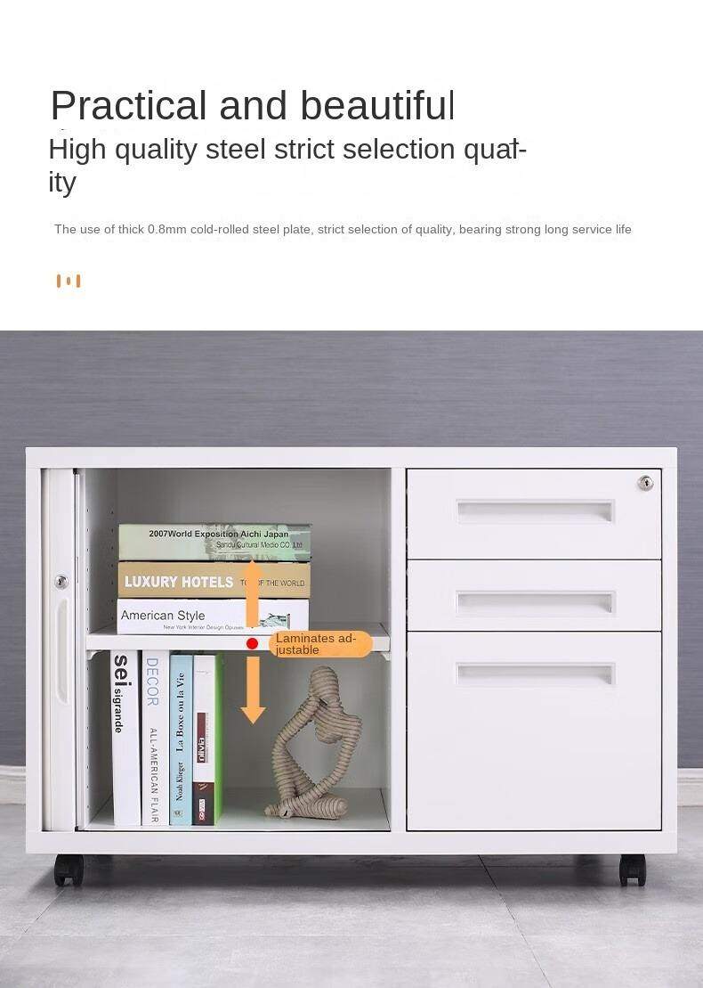 Factory Direct 600*900*450mm Removable Three Drawers with Lock Silent Wheel Left Rolling Door Cabinet for Work