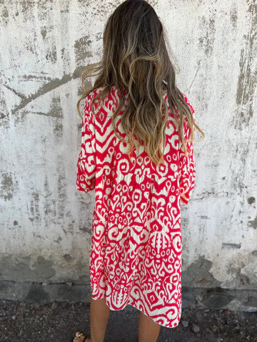 💖Limited Sale 48% OFF💖Printed V-Neck Dress with 3/4 Sleeves