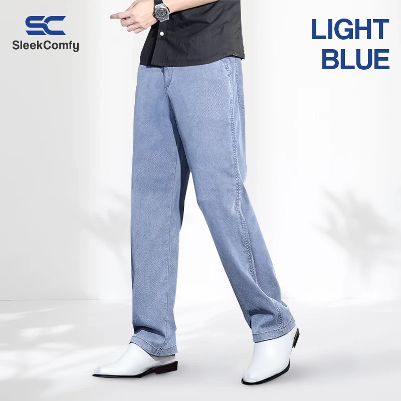SleekComfy - Calça jeans reta com ajuste regular e conforto para o dia todo