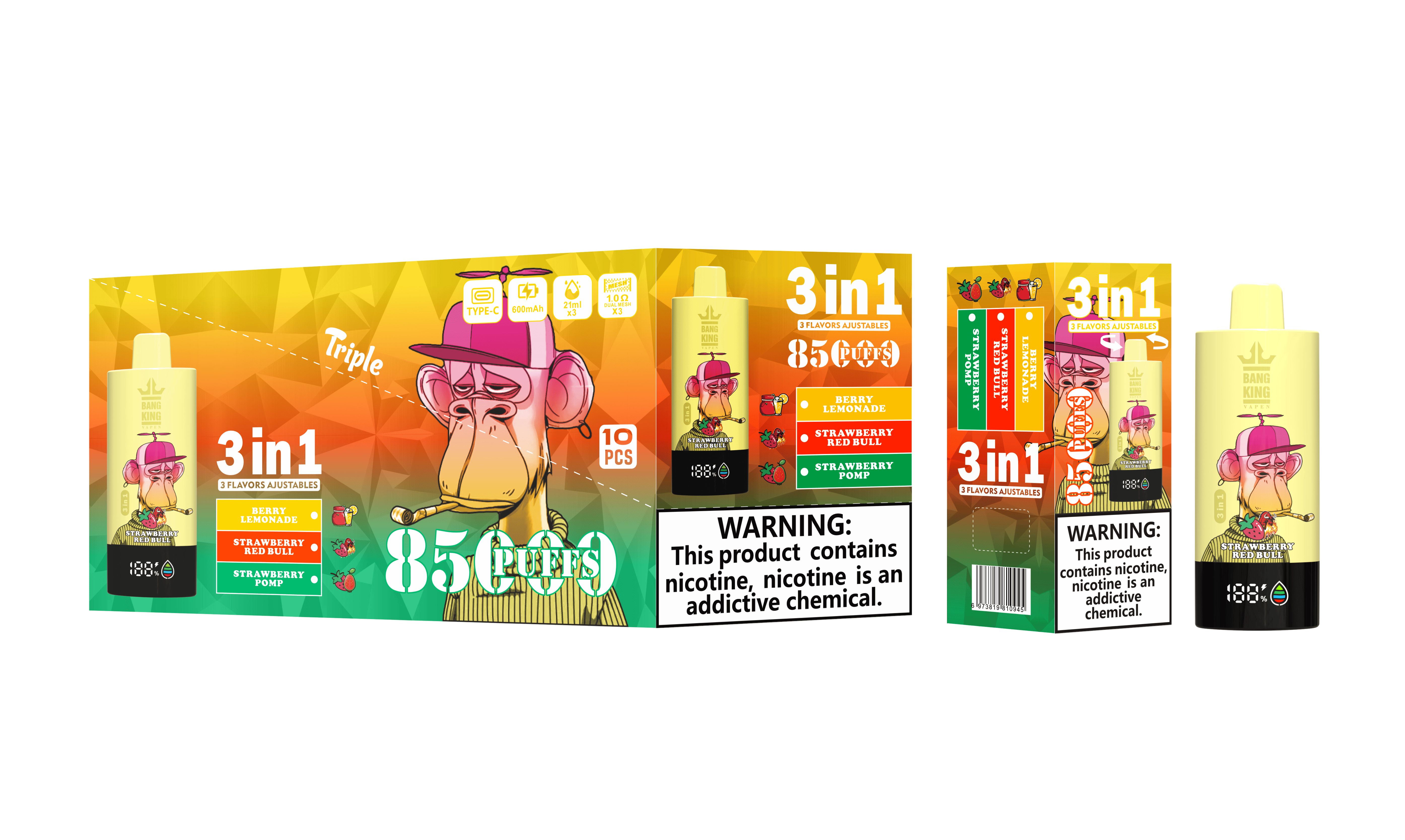 Bang King Triple 85000 puffs 3-in-1 Disposable Vape