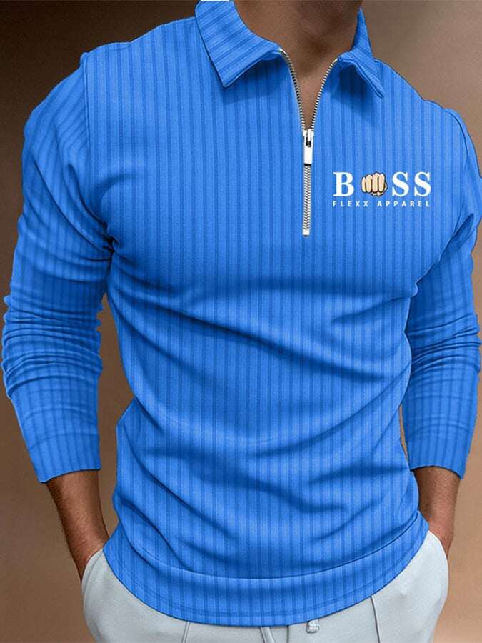 Pulôver com estampado de riscas e letras polo casual