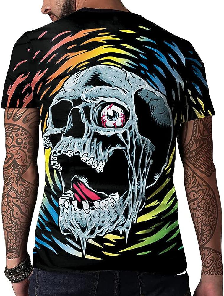 Men's 3D Print Skull T-Shirt 3D Creative Print Short Sleeve T-Shirt Casual Round Neck Novelty Street Fashion Tees Shirt