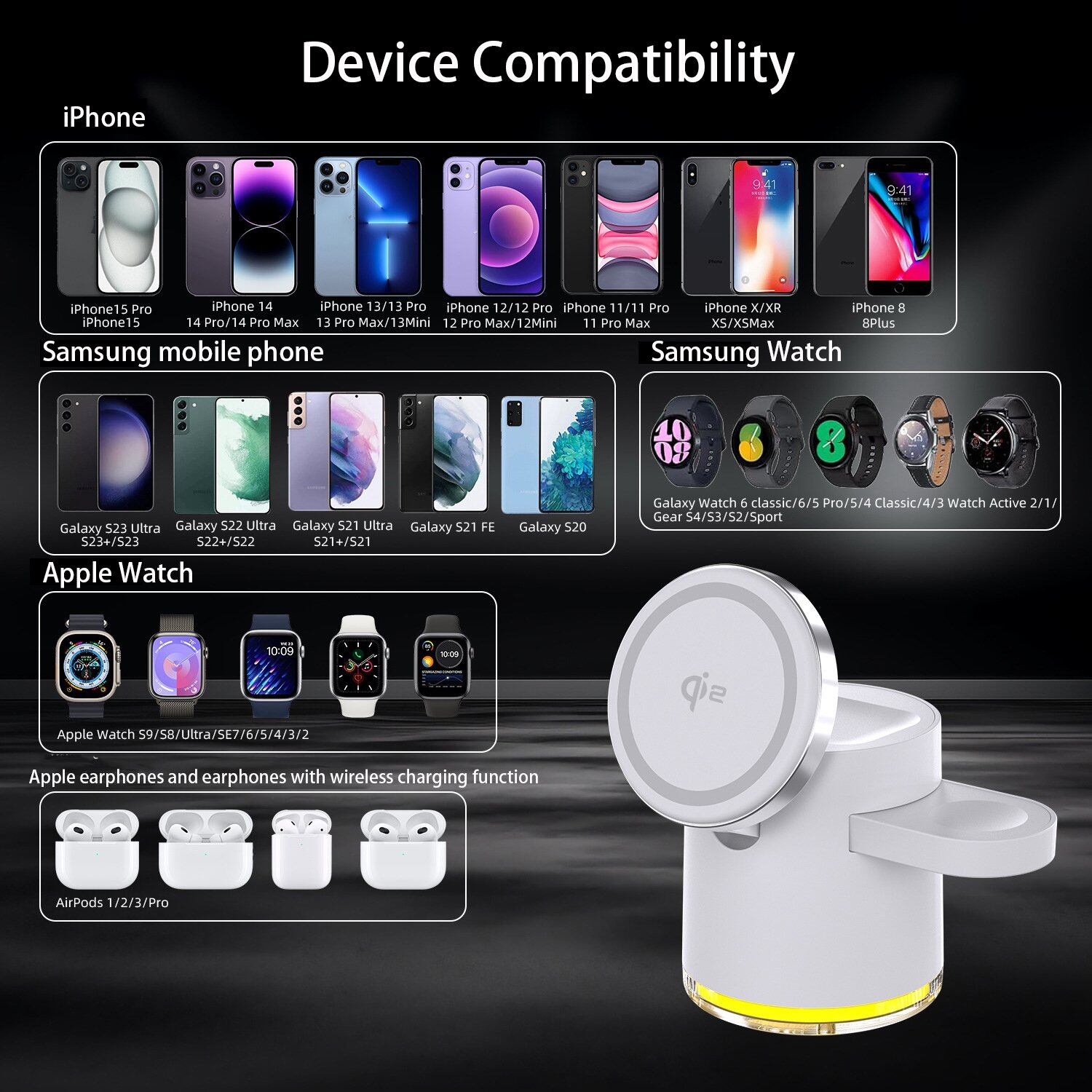 ⚡Magnético 3 em 1 Carregador sem fios dobrável