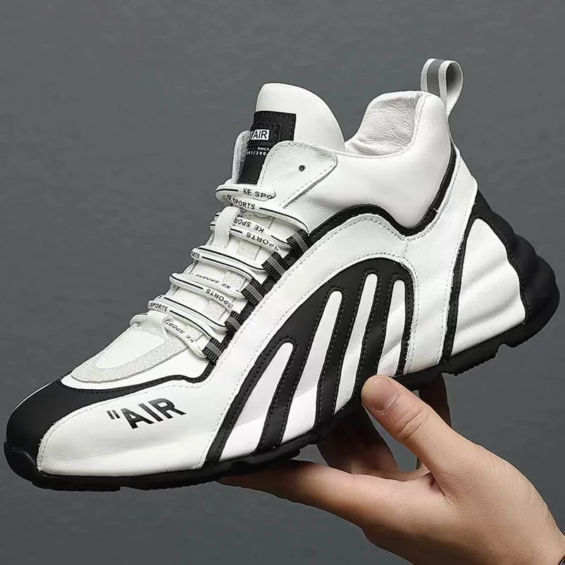 Męskie skórzane sneakersy z nadrukiem zebry