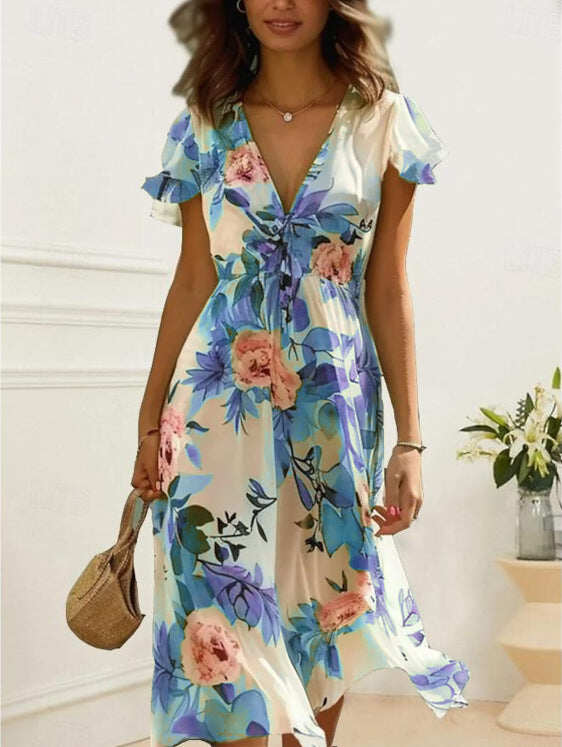 Vestido elegante com estampa floral