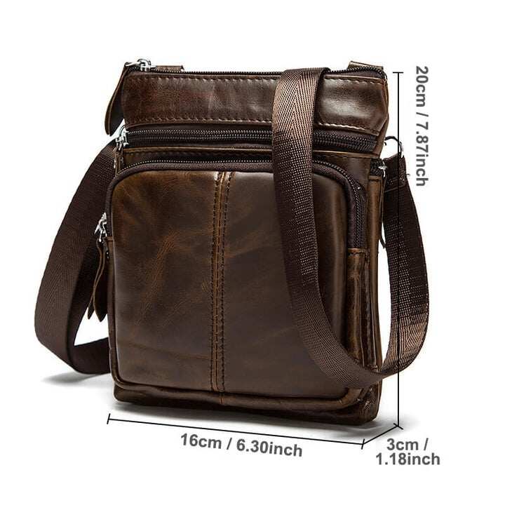 Męska skórzana mała torba listonoszka Crossbody