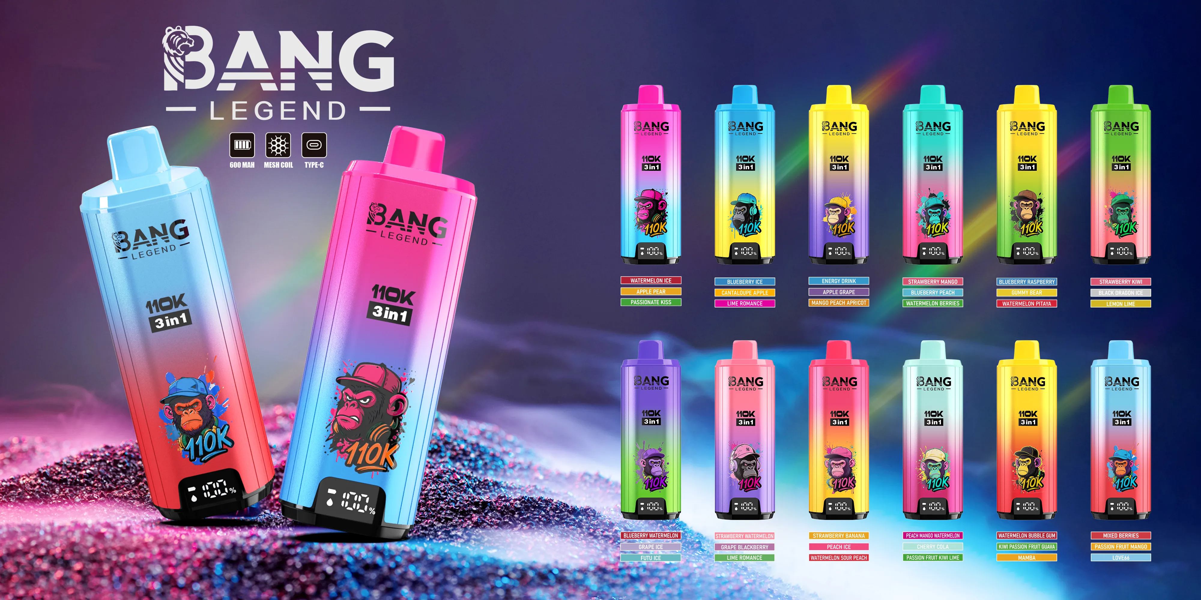 Bang Legend 110K Puffs Eldobható Vape – 12 íz | 3 az 1-ben íz-