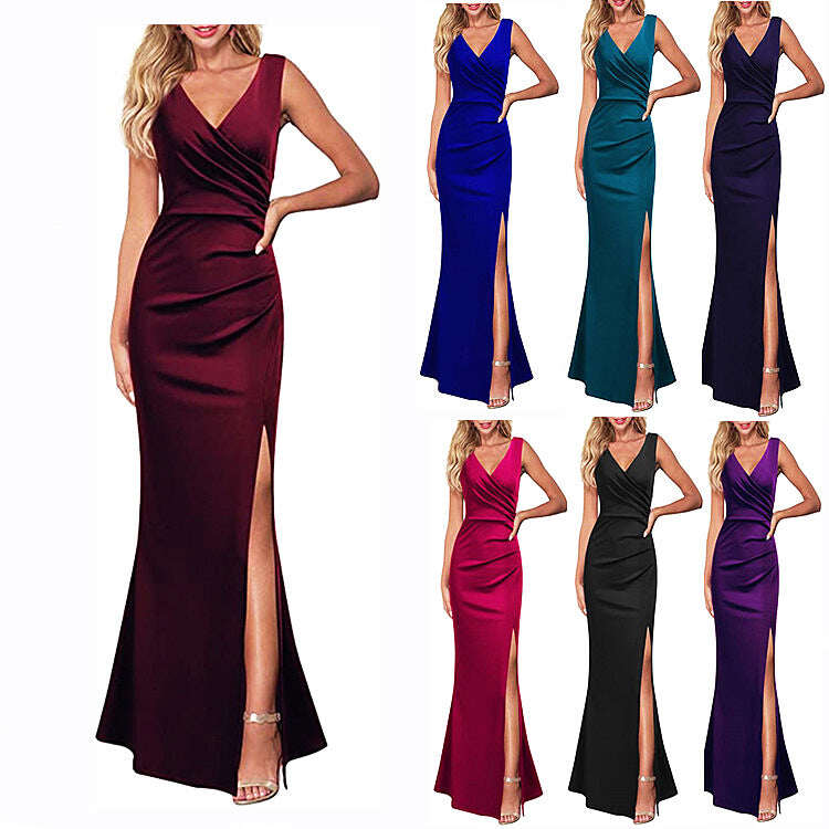 vestido feminino longo e emagrecedor com suspensórios