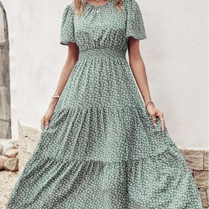 Мода дълга рокля с цветен печат дамска лятна бохо рокля