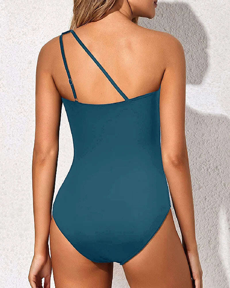 2025 New One Shoulder One Piece Swimsuit for Women Tummy Control Bathing Suits