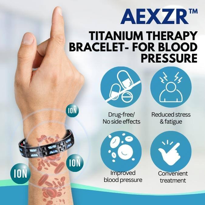 Pulseira de terapia de titânio AEXZR™ - tratamento de pressão arterial, matador de gordura
