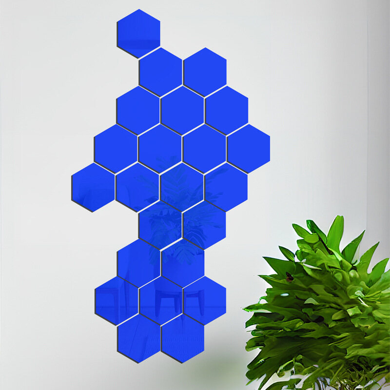 Adesivos de parede espelhados acrílicos hexagonais tridimensionais DIY adesivos de parede autoadesivos decoração de casa adesivos de parede de fundo