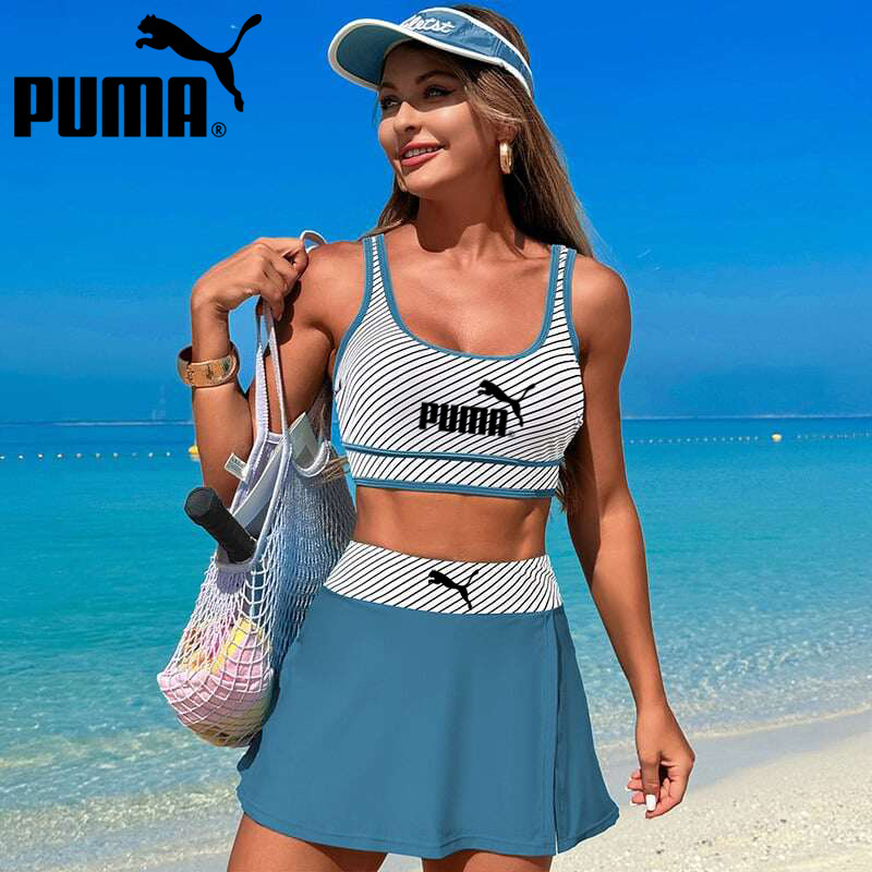 PUMA® Fashionable color-blocked bikini swimsuit with sport skirt