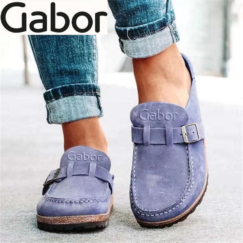Gabor® nové dámske kožené pološmykové sandále, Topánky s guľatou špičkou na nízkom podpätku