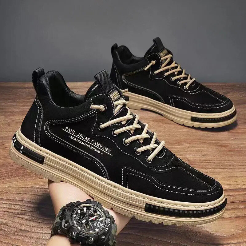 2024 novos sapatos de couro casuais masculinos de outono com sola macia