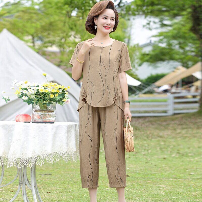 💃Vestido casual elegante de tamanho grande, solto, manga curta, duas peças