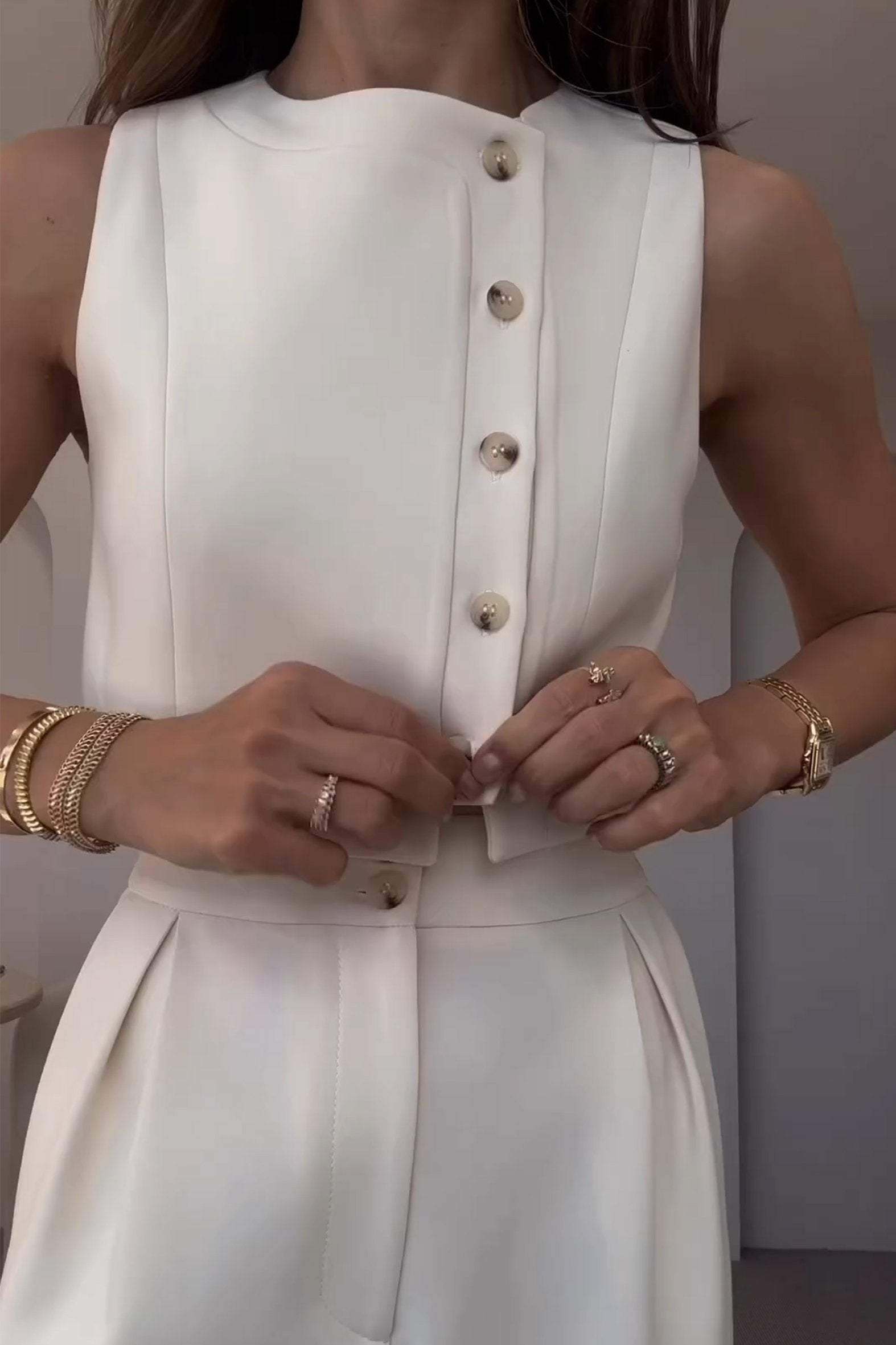 Conjunto de duas peças com top e calça com zíper