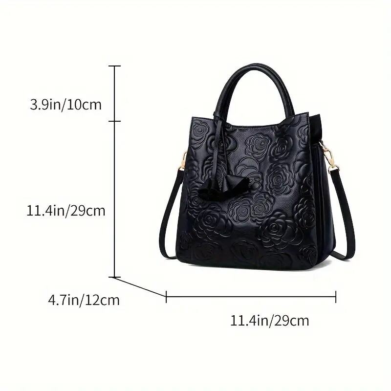 An Elegant Zippered Tote Bag, a Stylish Handbag for Women, a Casual Floral-Patterned Shoulder Bag for Work.