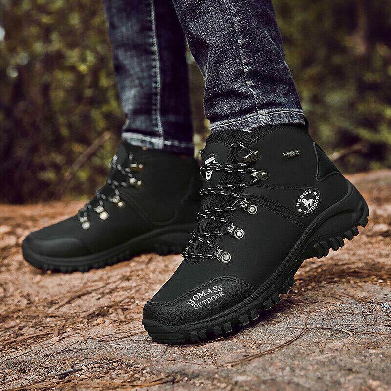 Botas masculinas para caminhada e acampamento, à prova d'água, antiderrapante, respirável, com cadarço, para caminhada ao ar livre