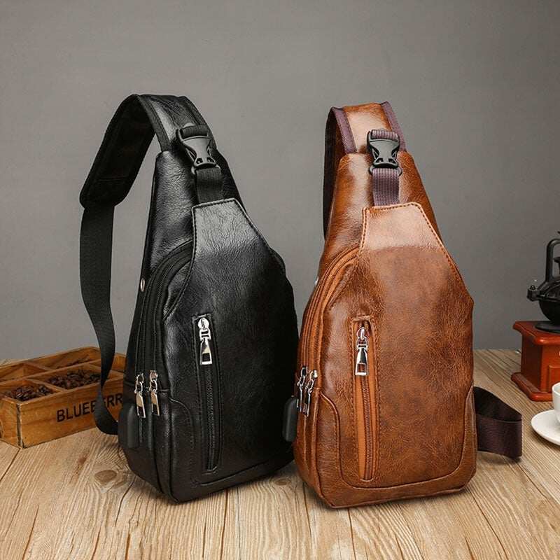 Męska torba na klatkę piersiową z teksturą w stylu retro