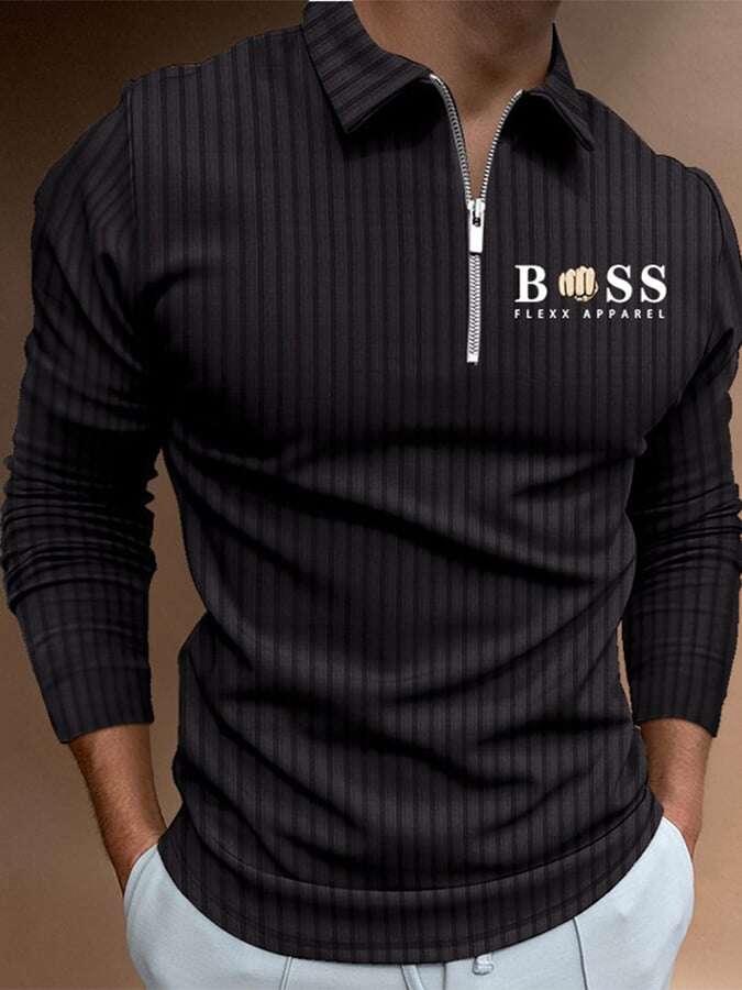 Pulôver com estampado de riscas e letras polo casual