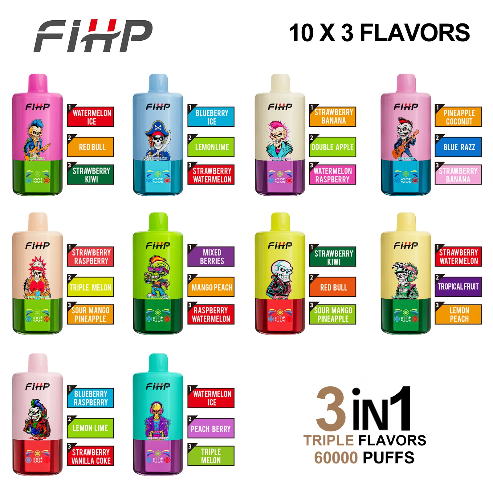 FIHP 60,000 Puffs Triple-tastes Vape