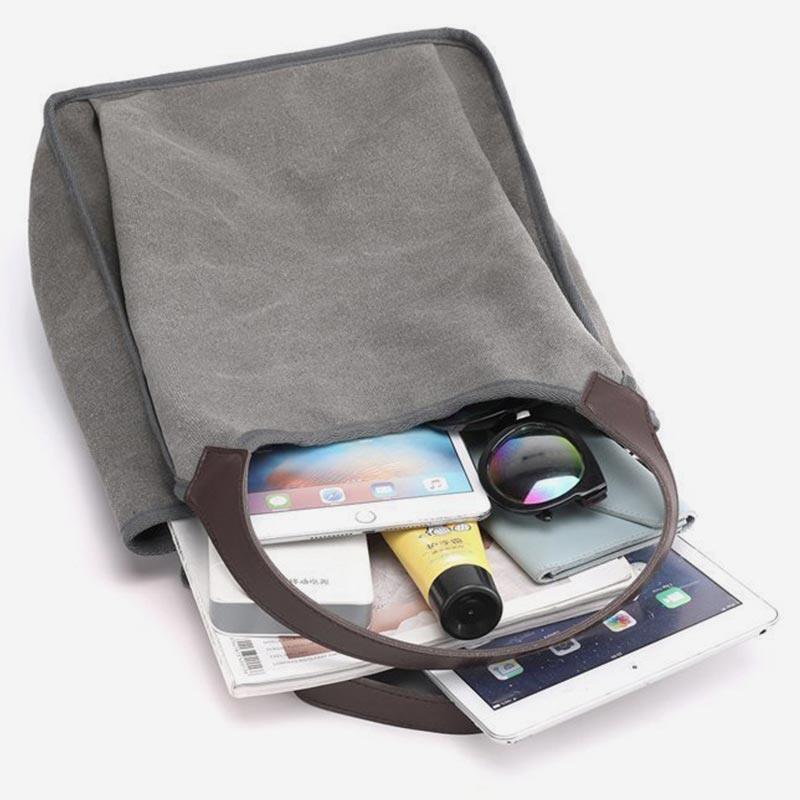 Bolsa feminina média com três compartimentos Bolsa de ombro espaçosa em lona