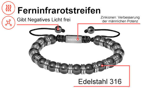 ❤️‍🔥 Pulseira de hematita magnética NORUION® 🌟 