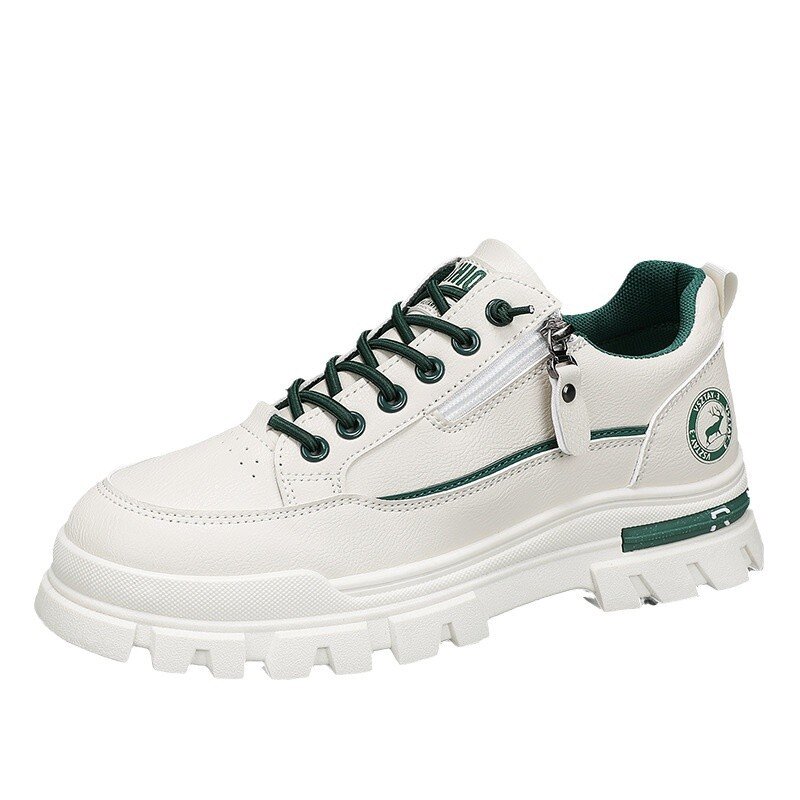 CALÇADOS MASCULINOS 2025 NOVA PRIMAVERA E OUTONO PROTEÇÃO DE TRABALHO PEQUENO BRANCO CALÇADOS DE TÁBUA INVERNO LAZER ESPORTES À PROVA D'ÁGUA ROUPA DE TRABALHO MARTIN SHOES