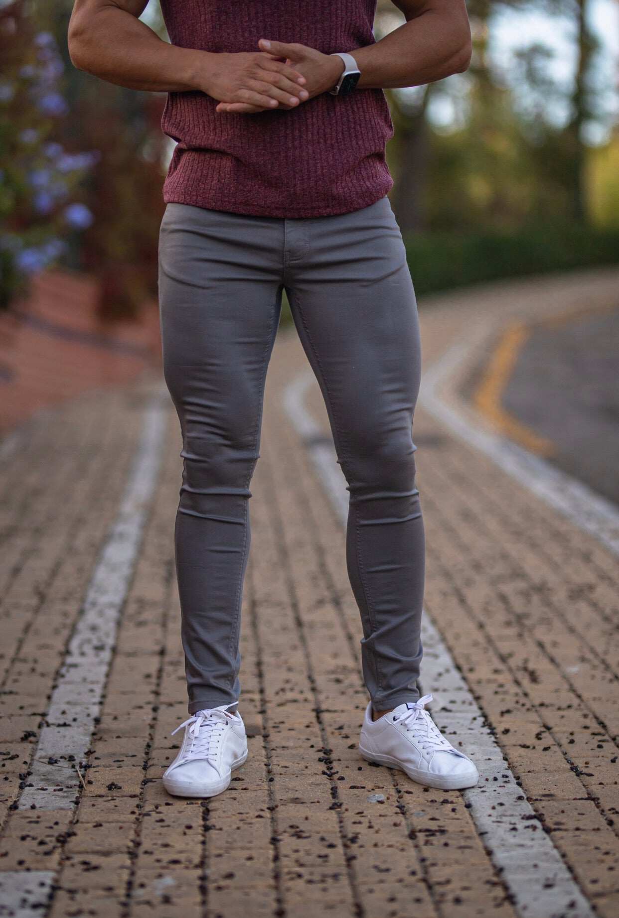 Slim Stretch Slate Grey Sateen Trousers - FSH521