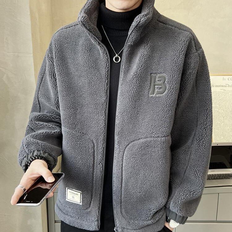 2023 novo estilo coreano masculino cordeiro veludo casaco de algodão mais veludo engrossado jaqueta masculina outono e inverno meninos roupas casuais marca na moda