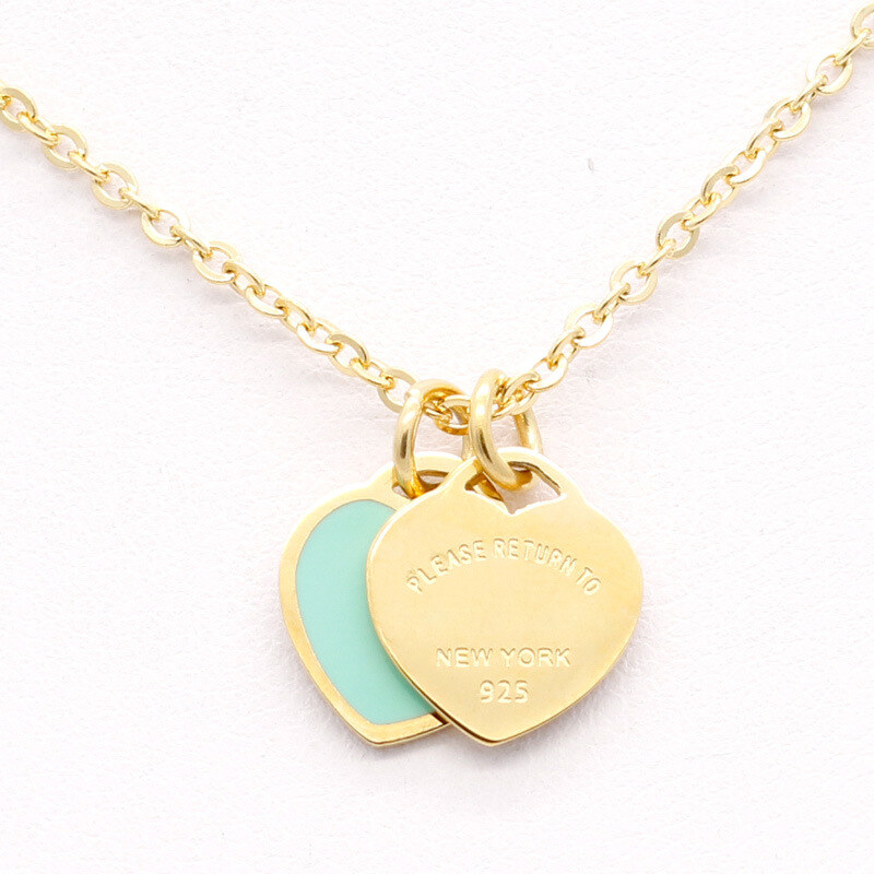 Térjen vissza a klasszikus 18K arany Tiffany mini dupla szív medálhoz