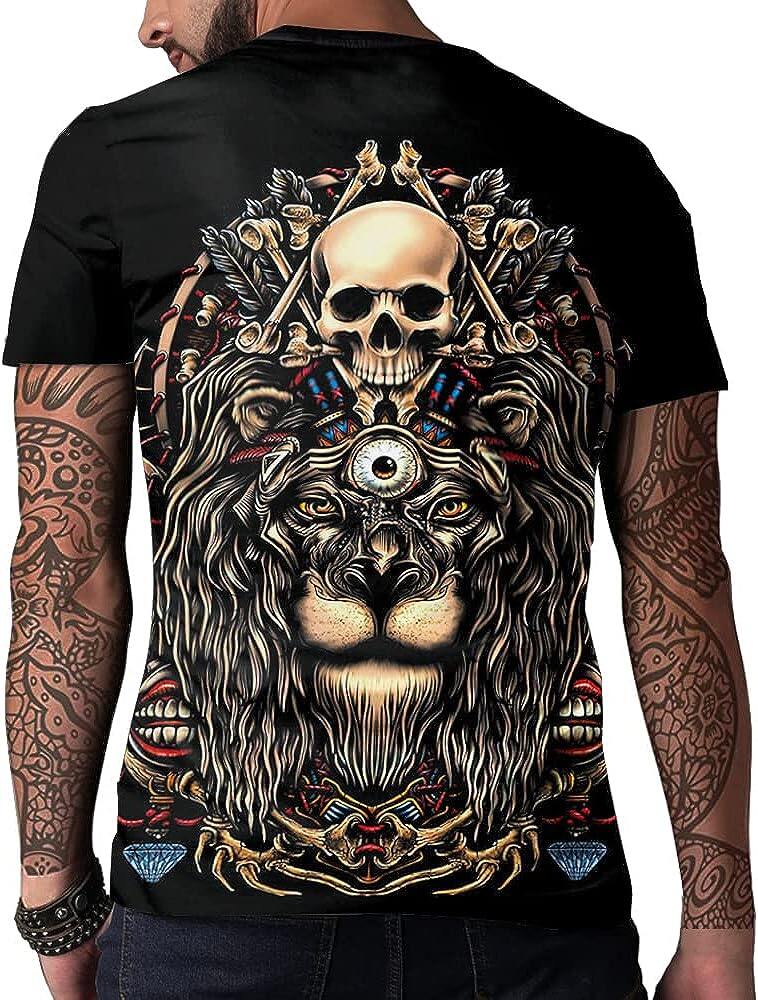 Men's 3D Print Skull T-Shirt 3D Creative Print Short Sleeve T-Shirt Casual Round Neck Novelty Street Fashion Tees Shirt