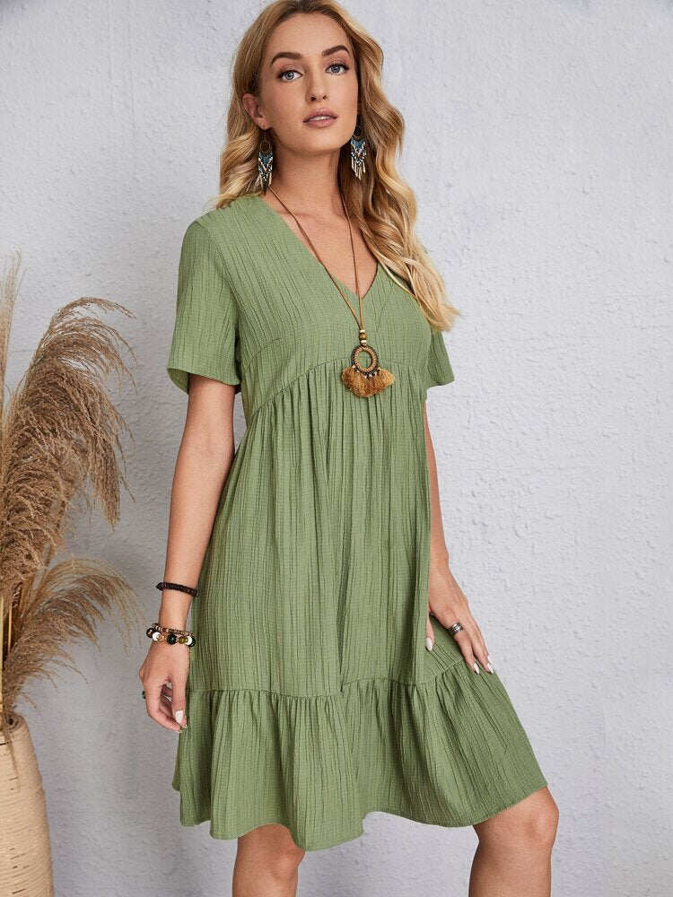 👚💃 Luźna, casualowa jesienna sukienka z wiązaniem w talii