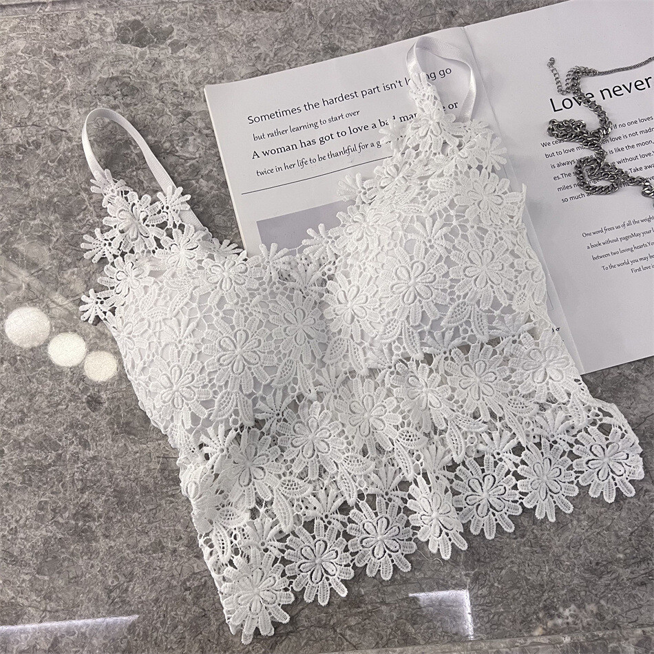 Италианска дантела с V-образно деколте, секси изрязан потник без гръб