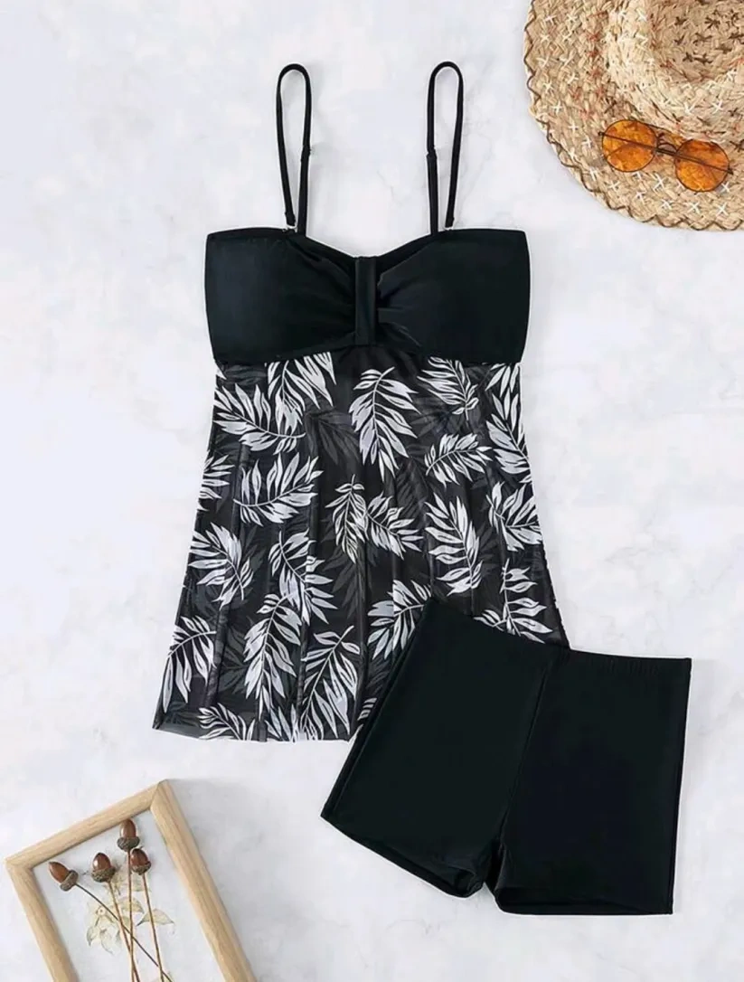 【Buy One Get One Free】👙 Women's skirt-style mesh print swimsuit