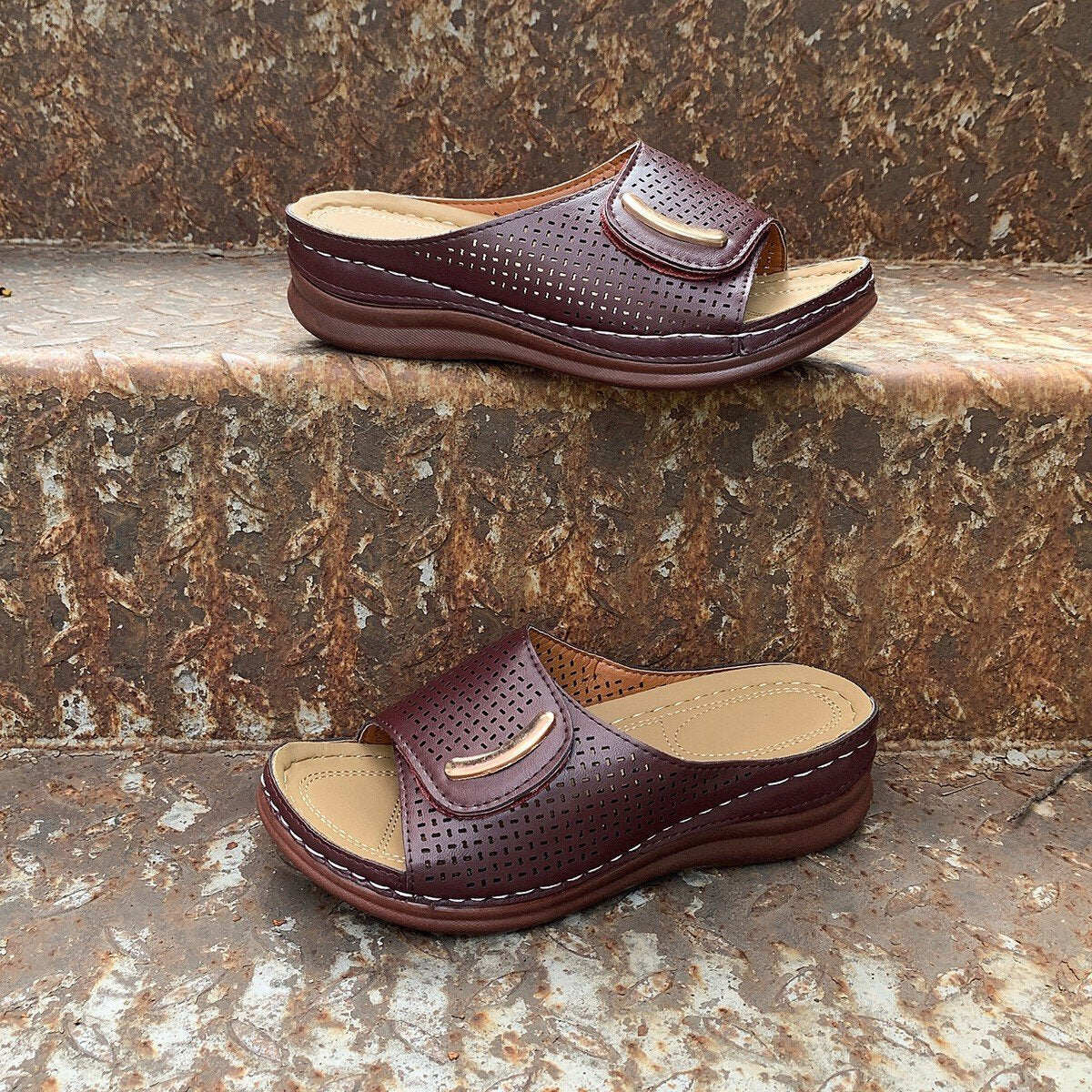 🔥Último dia 50% DE — Chinelos ortopédicos Peep Toe Hollow Out