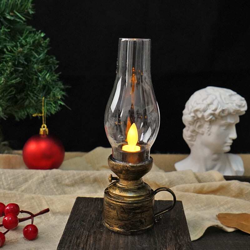 ✨🕯️Lampa naftowa LED Vintage Elektroniczna świeca obrotowa