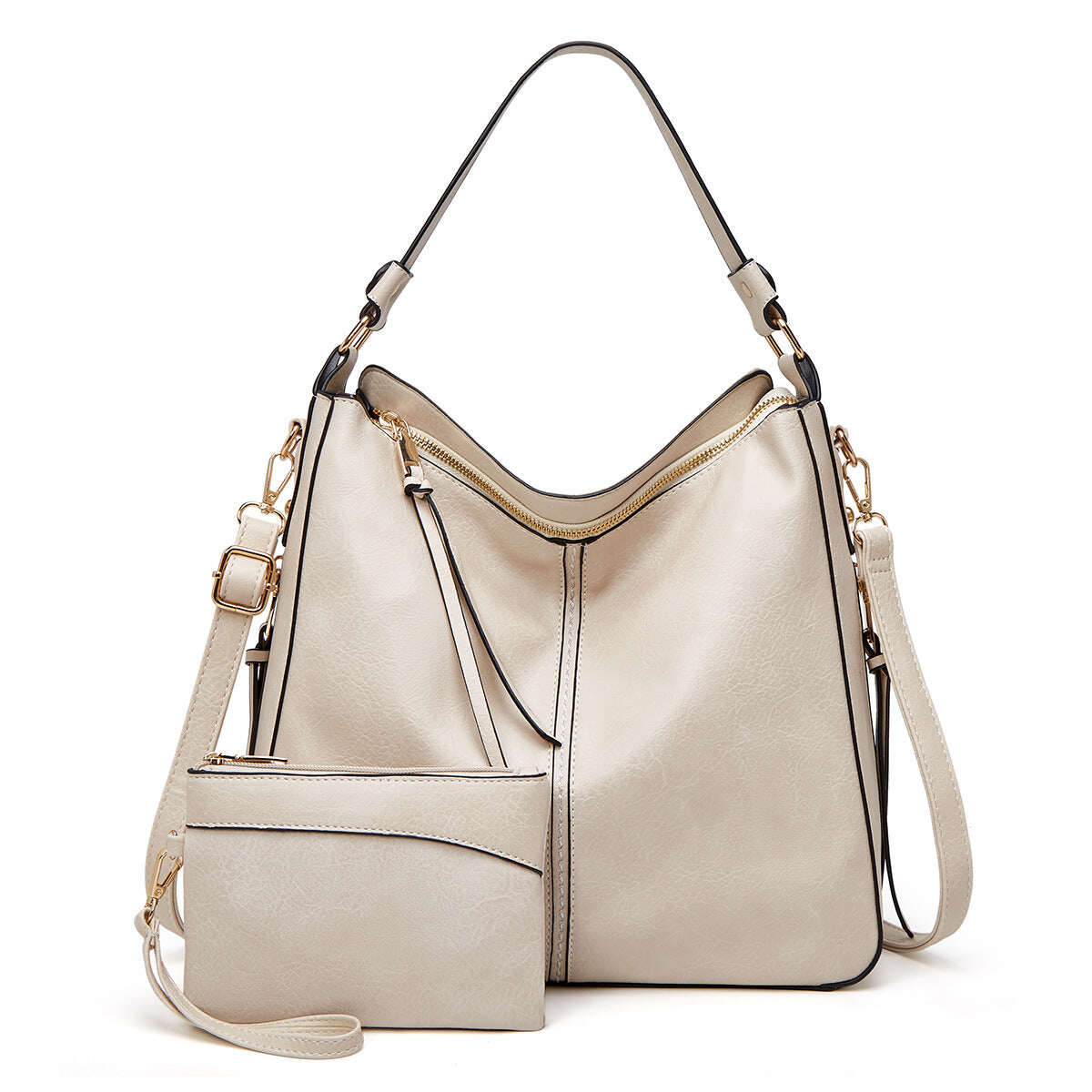🔥Restam apenas 10 unidades🔥Bolsa tote antifurto de couro estilo Hobo de luxo + carteira