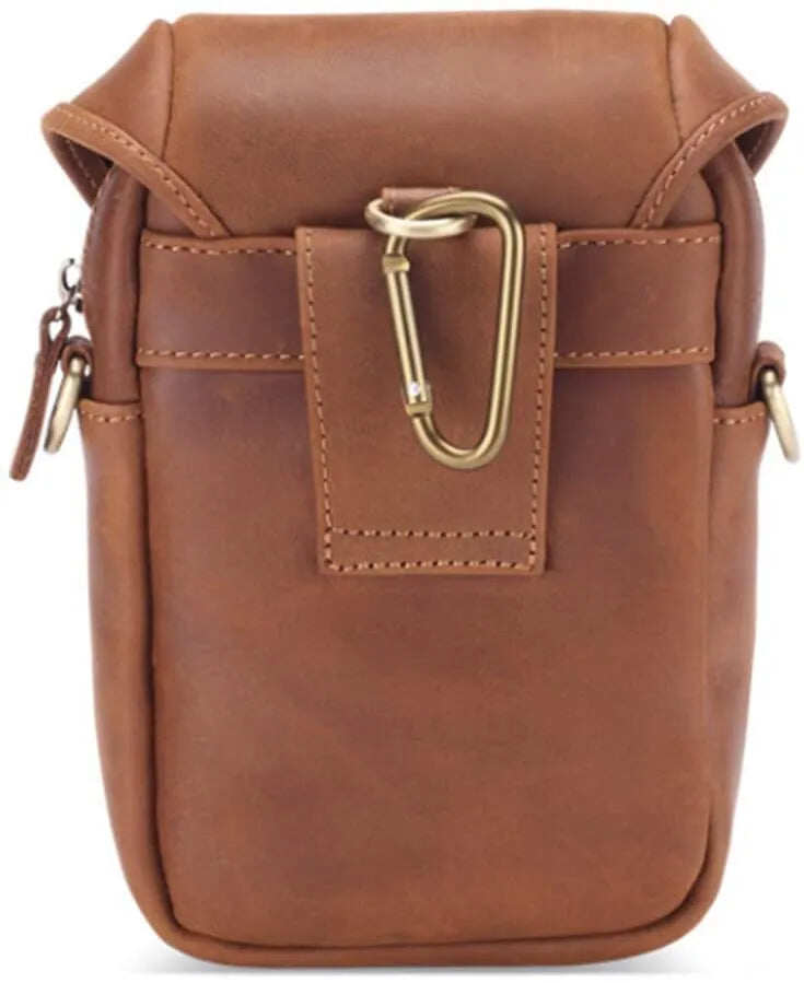 Bolsa de ombro pequena de couro com bolso, bolsa crossbody para celular, bolsa para dinheiro, carteira, bolsa de cintura, pochete para homens