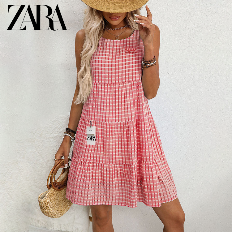 LETNÉ DÁMSKE ŠATY BEZ RUKÁVOV V ŠTÝLE ZARA