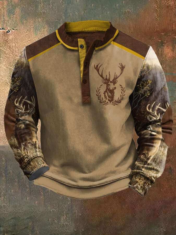 Ανδρικό φούτερ Casual Vintage Contrast Elk Western