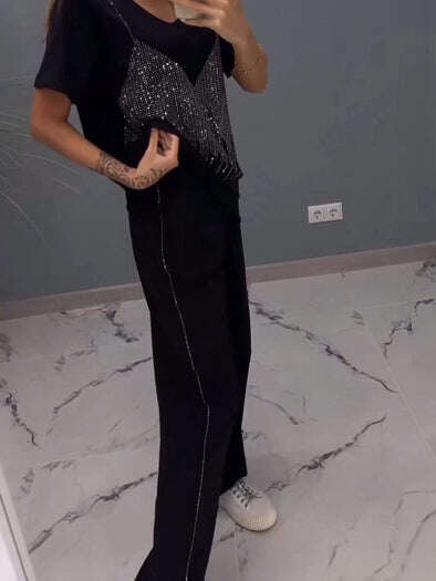Conjunto de duas peças Hot Diamond casual top