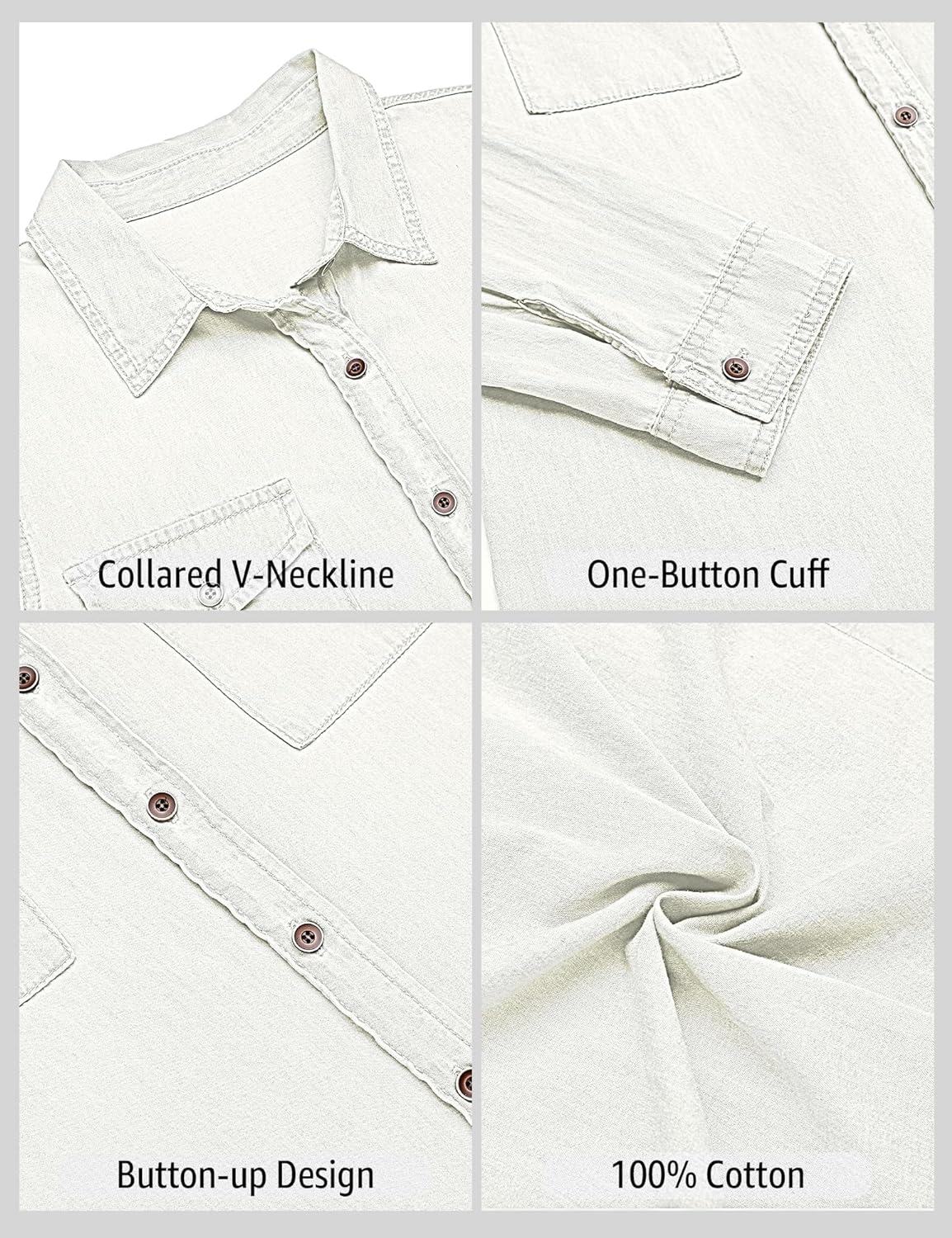 luvamia farmer ing Női Chambray Jean Western Shirts Hosszú ujjú gombos felsők