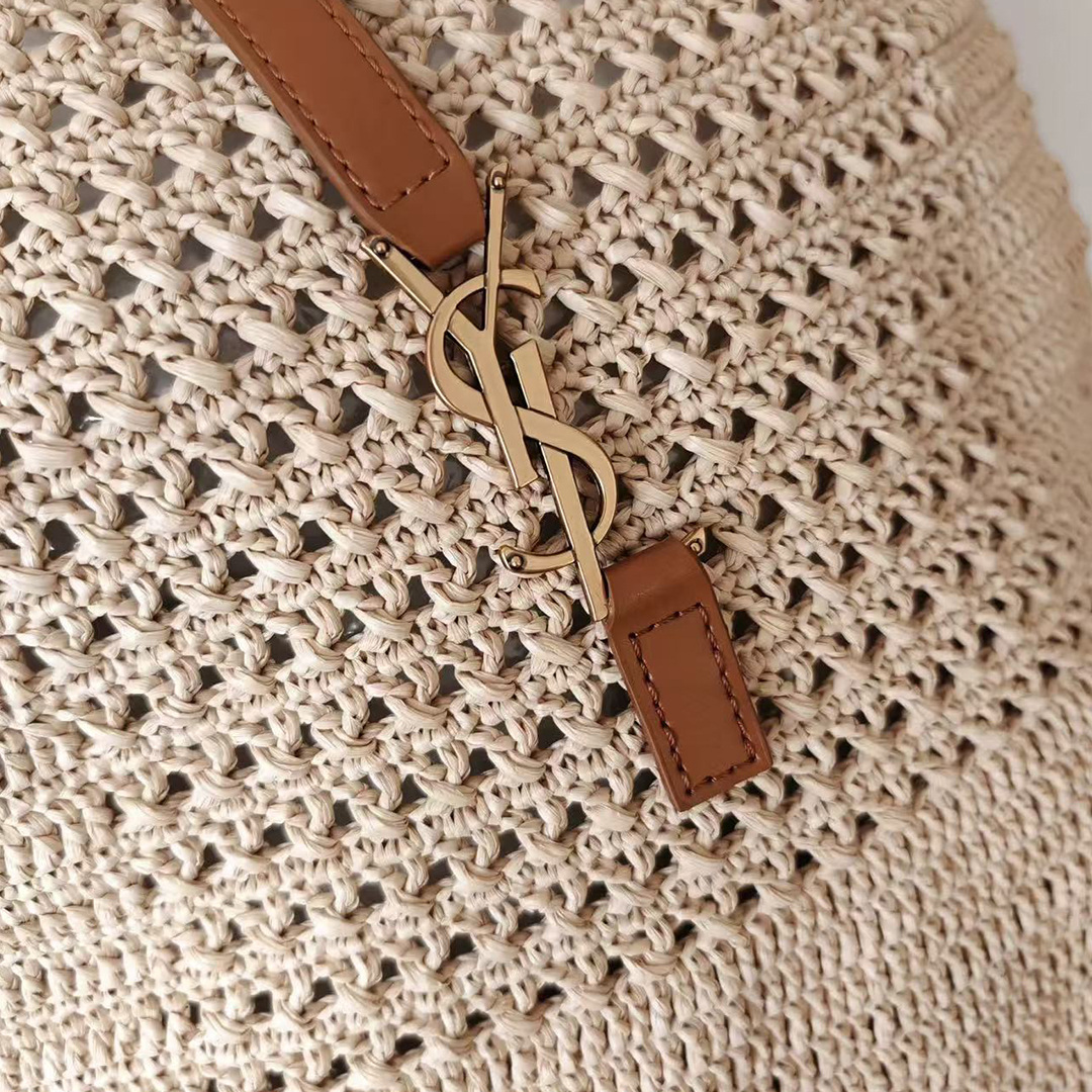 SAINT LAURENT YSL 22 New Crochet Large Capacity Raffia Tote Bag