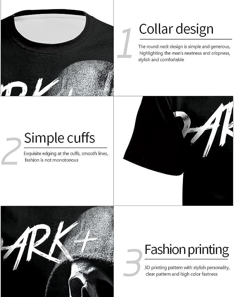 Men's 3D Print Skull T-Shirt 3D Creative Print Short Sleeve T-Shirt Casual Round Neck Novelty Street Fashion Tees Shirt
