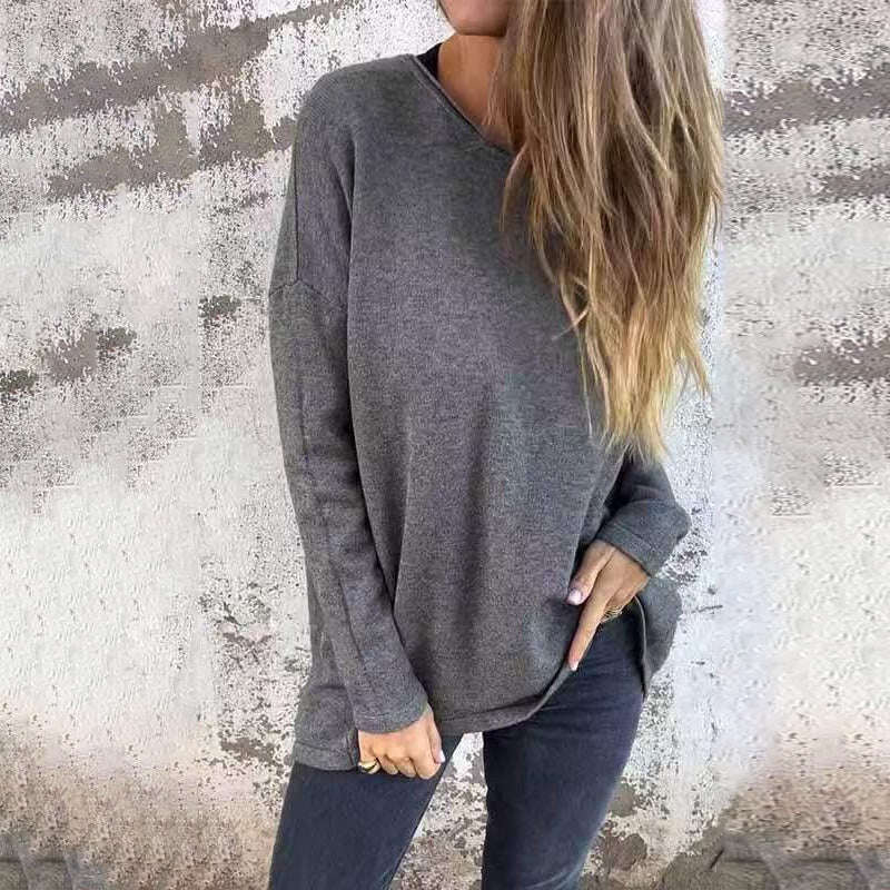 🌹Blusas femininas com decote redondo e mangas compridas