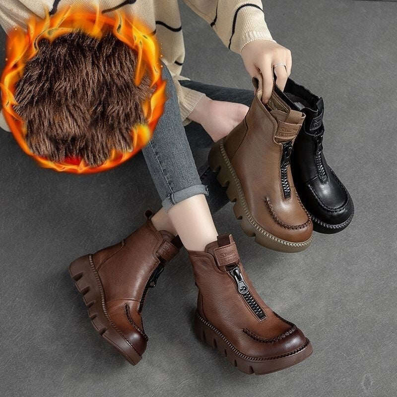 Botas curtas quentes de couro PU feminino (50% de desconto)